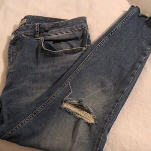 Denim&Co Blue Skinny Jeans with Distressed Details
